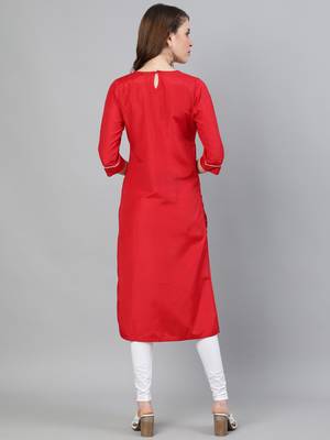 Red printed silk ethnic-kurtis 3