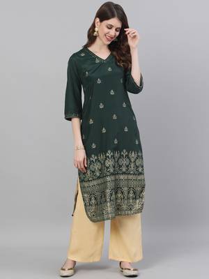 Green embroidered silk ethnic-kurtis 1