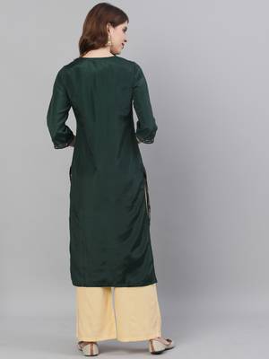 Green embroidered silk ethnic-kurtis 3