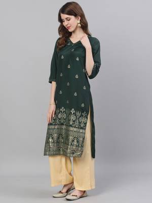 Green embroidered silk ethnic-kurtis 4