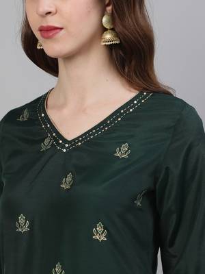 Green embroidered silk ethnic-kurtis 5