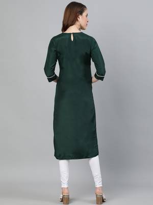 Green printed silk ethnic-kurtis 3