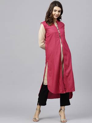 Pink printed rayon ethnic-kurtis 1