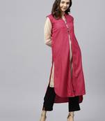 Pink printed rayon ethnic-kurtis
