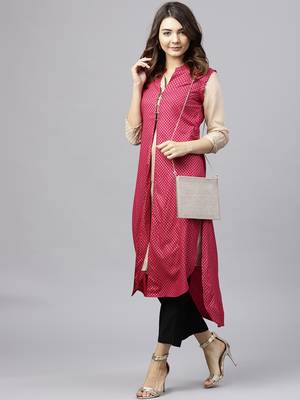 Pink printed rayon ethnic-kurtis 2