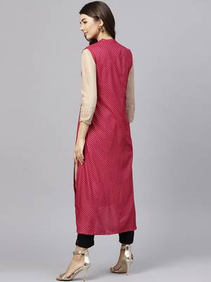 Pink printed rayon ethnic-kurtis 4