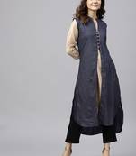 Blue printed rayon ethnic-kurtis