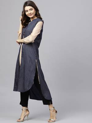 Blue printed rayon ethnic-kurtis 2