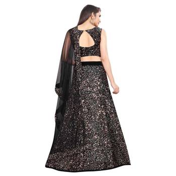 Peach plain velvet semi stitched lehenga 2