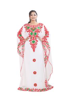 Dubai Moroccan Kaftan Arabic Abaya Maxi Machine Embroidery Caftan Farasha Floor Length Party Wear 1