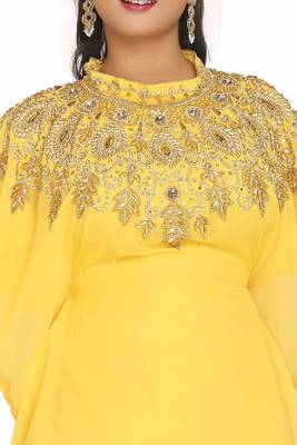 Sale !! Dubai Moroccan Kaftan Fish Cut Arabic Abaya Maxi Hand Beaded 2