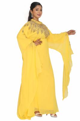 Sale !! Dubai Moroccan Kaftan Fish Cut Arabic Abaya Maxi Hand Beaded 3