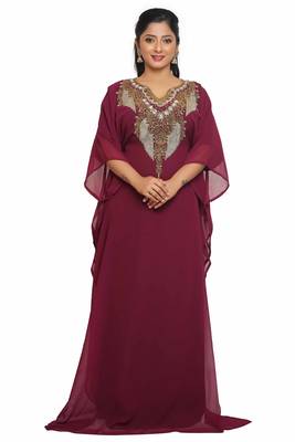 Dubai Moroccan Kaftan Arabic Abaya Maxi Hand Beaded Caftan Farasha Floor Length Party Wear Wedding 1