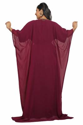 Dubai Moroccan Kaftan Arabic Abaya Maxi Hand Beaded Caftan Farasha Floor Length Party Wear Wedding 4