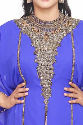 Royal Dubai Kaftan Arabic Abaya Maxi Moroccan Hand Beaded Caftan Farasha Floor Length 2
