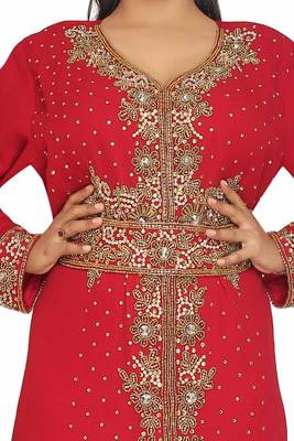 Dubai Moroccan Kaftan Arabic Abaya Maxi Hand Beaded Caftan Farasha Floor Length Party Wear Wedding 2