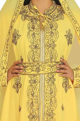 Dubai Moroccan Kaftan Arabic Abaya Maxi Hand Beaded Caftan Farasha Floor Length Party Wear Wedding 2