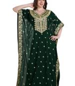 Dark Green Aari And Hand Embroidered Work Farasha