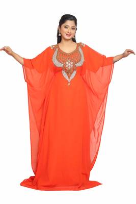 Dubai Moroccan Kaftan Arabic Abaya Kaftan Hand Beaded Caftan Farasha Floor Length Party Wear  1