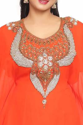Dubai Moroccan Kaftan Arabic Abaya Kaftan Hand Beaded Caftan Farasha Floor Length Party Wear  2