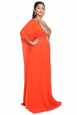 Dubai Moroccan Kaftan Arabic Abaya Kaftan Hand Beaded Caftan Farasha Floor Length Party Wear  3