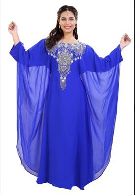 Royal Blue Hand Embroidered Farasha 1