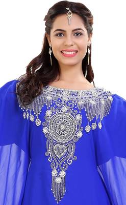 Royal Blue Hand Embroidered Farasha 3
