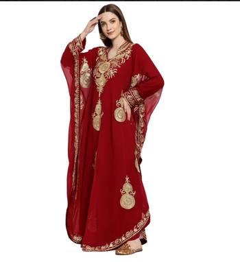 Maroon Hand Embroidered Farasha 2
