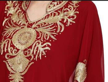 Maroon Hand Embroidered Farasha 3