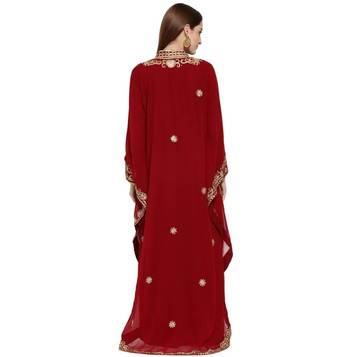 Maroon Hand Embroidered Farasha 4