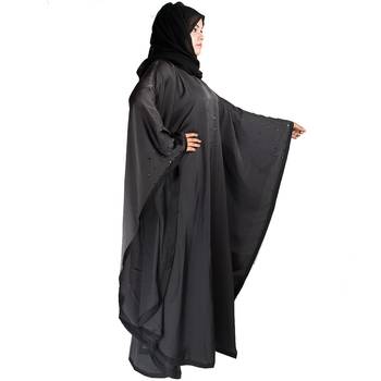 Black plain art silk abaya 2