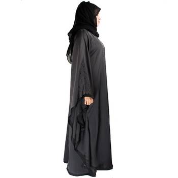 Black plain art silk abaya 3