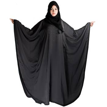 Black plain art silk abaya 5