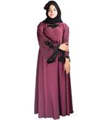 Maroon plain art silk abaya