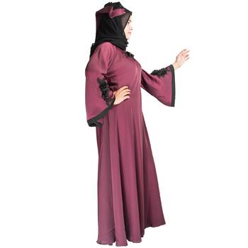 Maroon plain art silk abaya 2