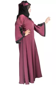 Maroon plain art silk abaya