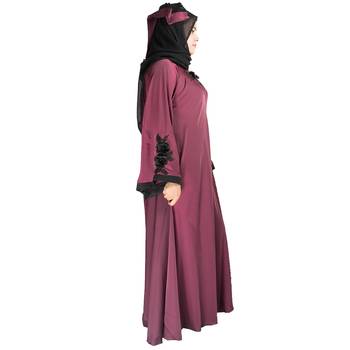 Maroon plain art silk abaya 3