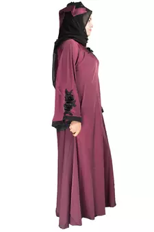 Maroon plain art silk abaya