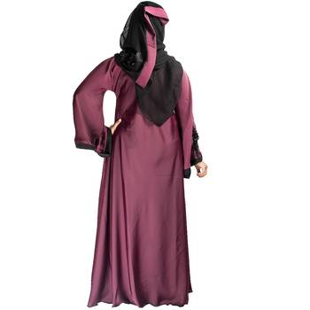 Maroon plain art silk abaya 4