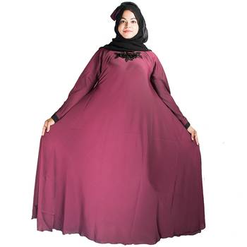 Maroon plain art silk abaya 5