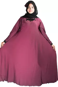 Maroon plain art silk abaya