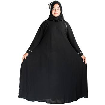Black plain crepe abaya 5