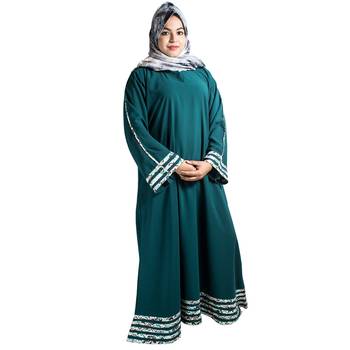 Green plain crepe abaya 1