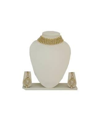 Golden Kundan  Necklace With Earring Set For Women And Girls 1