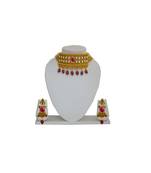 Golden Kundan  Necklace With Earring Set For Women And Girls