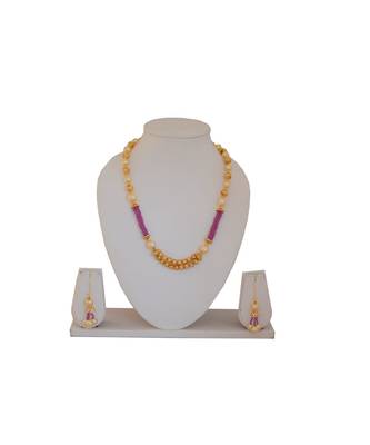 Golden Pearl And Ruby Zircon Necklace For Women And Girls 1