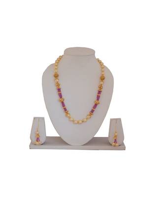 Golden Pearl And Ruby Zircon Necklace For Women And Girls 1