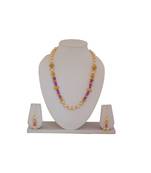 Golden Pearl And Ruby Zircon Necklace For Women And Girls