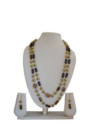 Semi Precious Mala Necklace With Earrings For Women And Girls 1