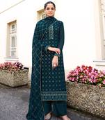 BlueThreadSequanceMirror Embroidery WorkGeorgettesemi stitchedtop & bottom with dupatta